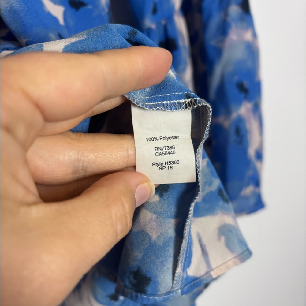J. Crew Blue White Floral Watercolor Peplum Top Blouse - Picture 7 of 8